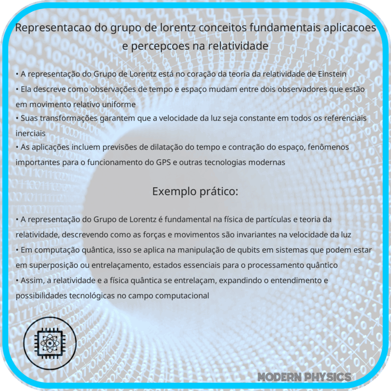 Representação do Grupo de Lorentz | Conceitos Fundamentais, Aplicações e Percepções na Relatividade