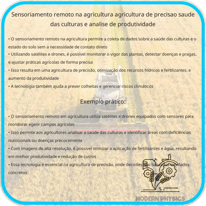 Sensoriamento Remoto na Agricultura | Agricultura de Precisão, Saúde das Culturas e Análise de Produtividade