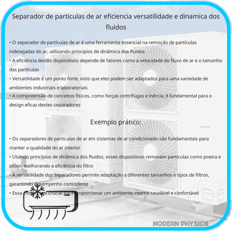Separador de Partículas de Ar: Eficiência, Versatilidade e Dinâmica dos Fluidos