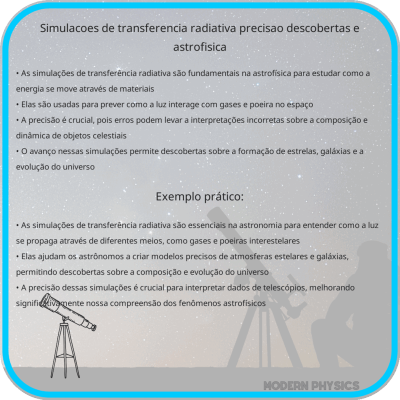 Simulações de Transferência Radiativa | Precisão, Descobertas e Astrofísica