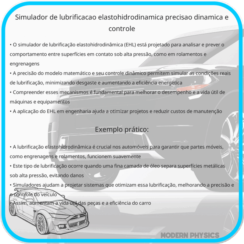 Simulador de Lubrificação Elastohidrodinâmica | Precisão, Dinâmica e Controle