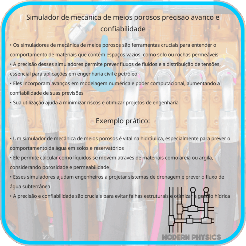 Simulador de Mecânica de Meios Porosos | Precisão, Avanço e Confiabilidade