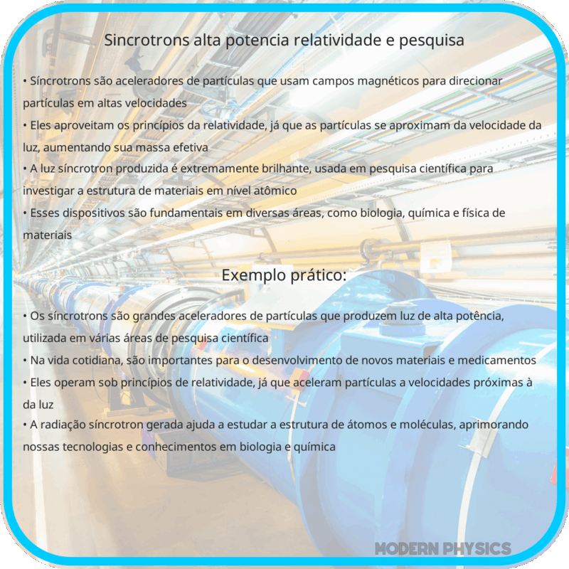 Síncrotrons | Alta Potência, Relatividade e Pesquisa