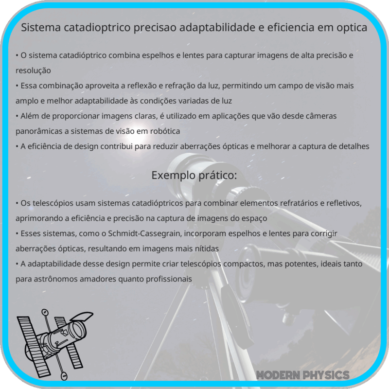 Sistema Catadióptrico: Precisão, Adaptabilidade e Eficiência em Óptica