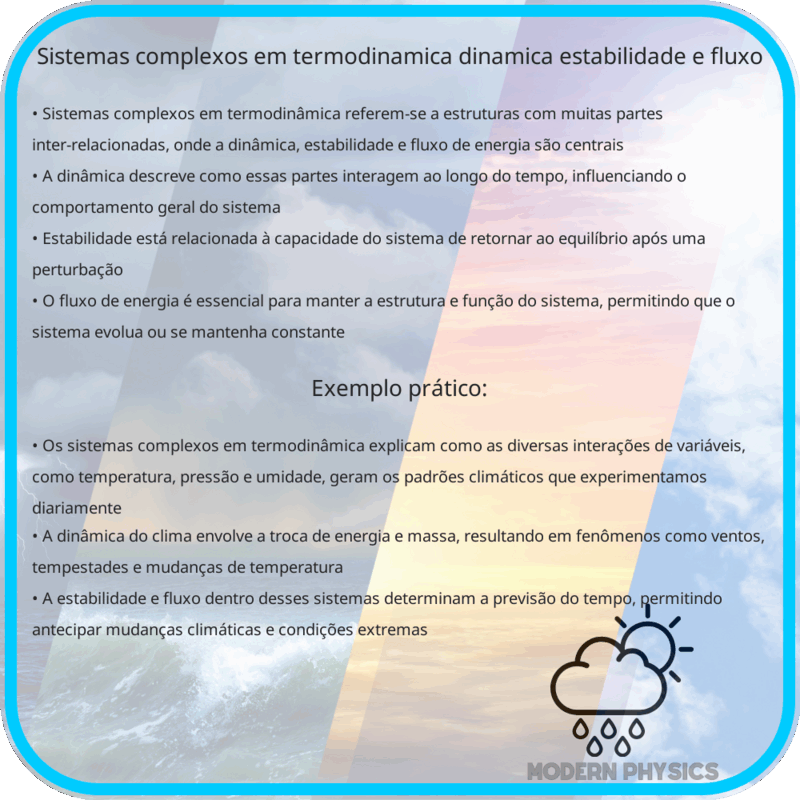 Sistemas Complexos em Termodinâmica | Dinâmica, Estabilidade e Fluxo
