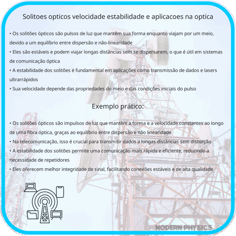 Solitões Ópticos: Velocidade, Estabilidade e Aplicações na Óptica