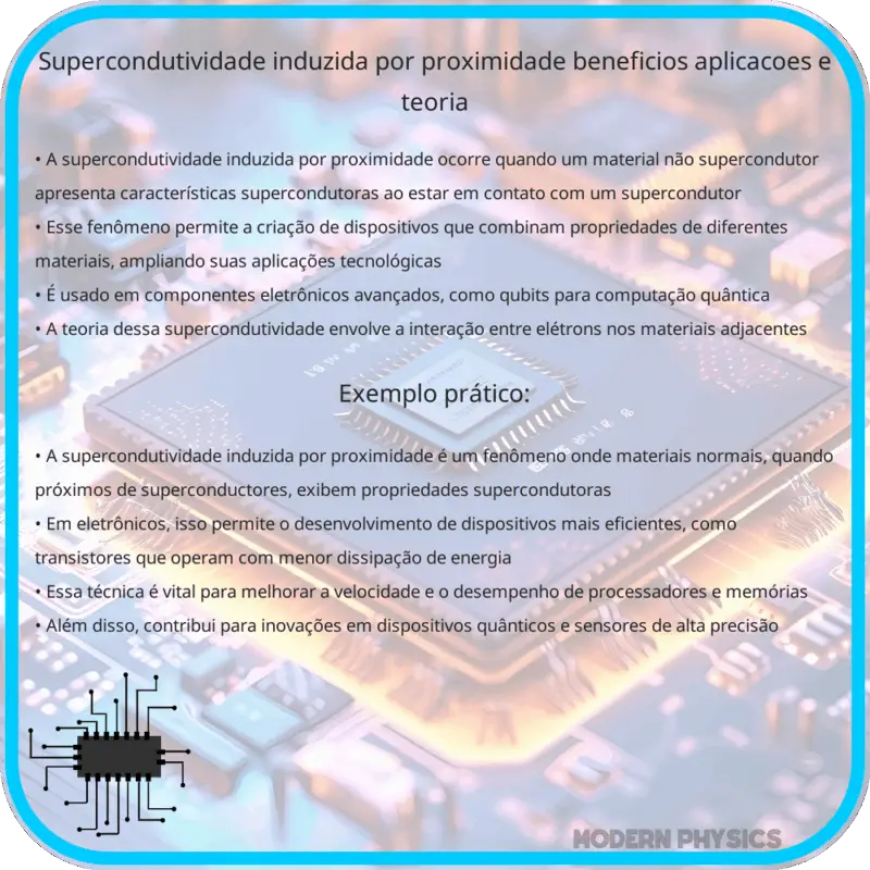 Supercondutividade Induzida por Proximidade: Benefícios, Aplicações e Teoria