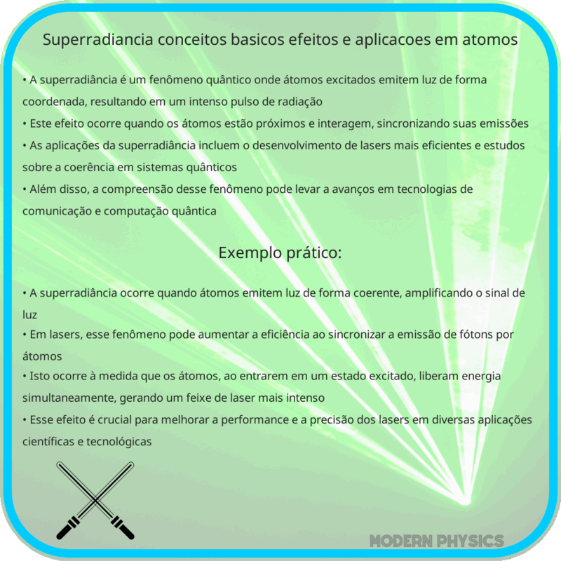 Superradiância: Conceitos Básicos, Efeitos e Aplicações em Átomos