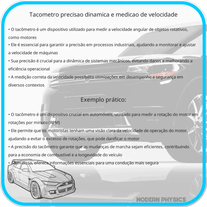 Tacômetro | Precisão, Dinâmica e Medição de Velocidade