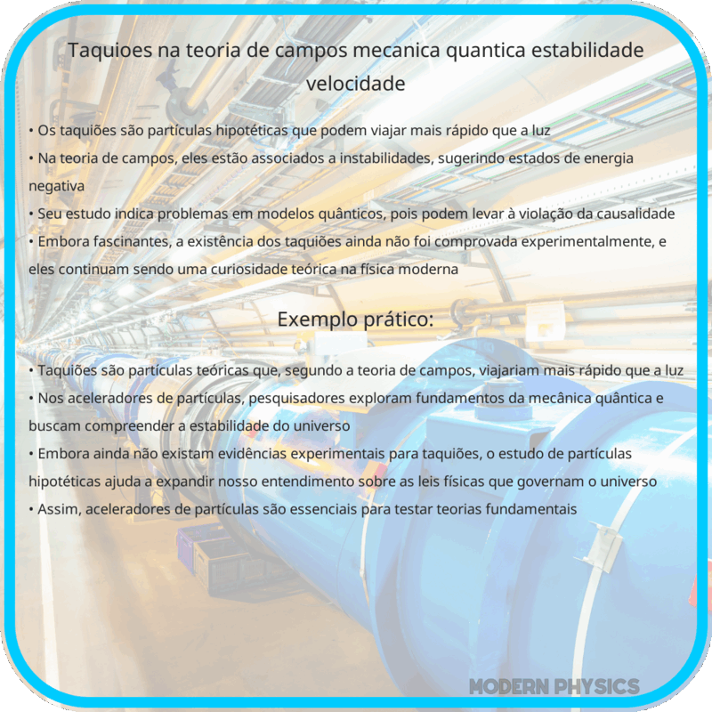 Taquiões na Teoria de Campos | Mecânica Quântica, Estabilidade & Velocidade