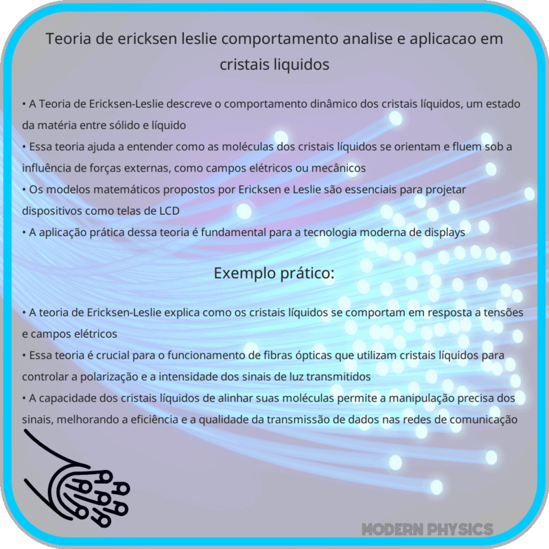 Teoria de Ericksen-Leslie | Comportamento, Análise e Aplicação em Cristais Líquidos