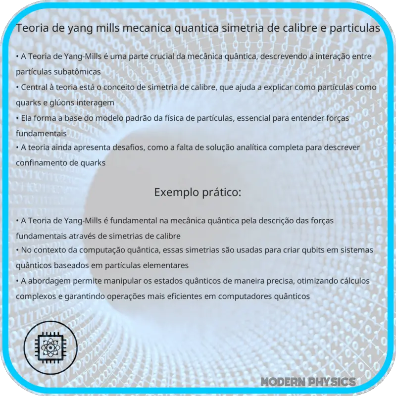 Teoria de Yang-Mills: Mecânica Quântica, Simetria de Calibre e Partículas