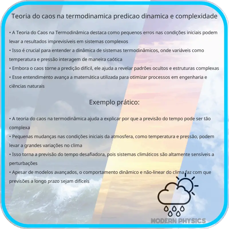 Teoria do Caos na Termodinâmica: Predição, Dinâmica e Complexidade