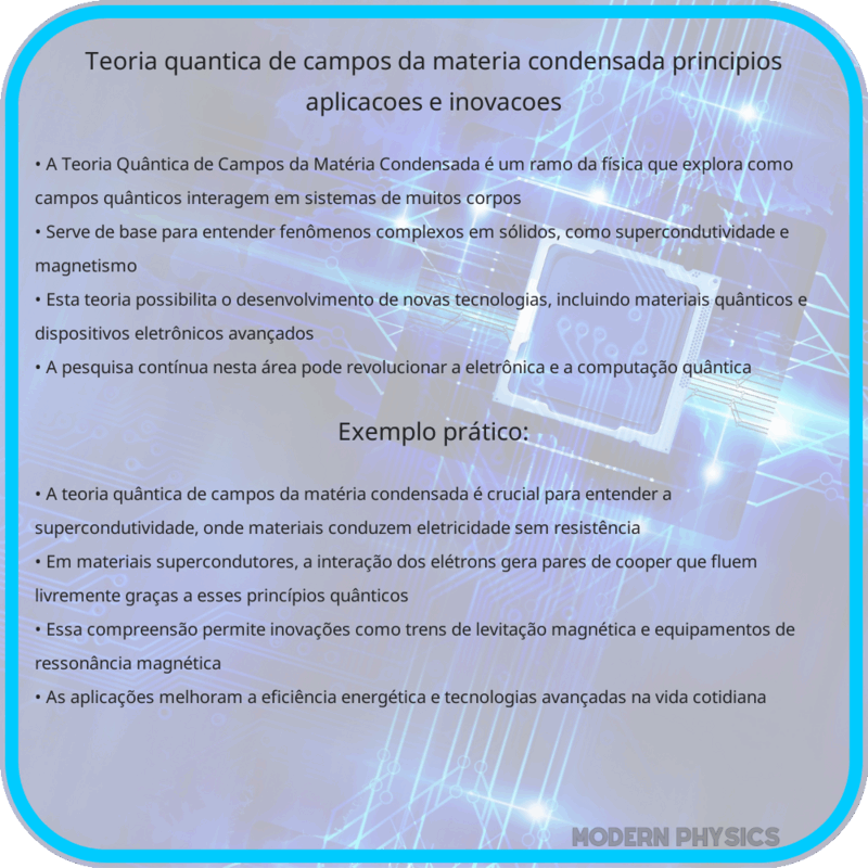Teoria Quântica de Campos da Matéria Condensada | Princípios, Aplicações e Inovações