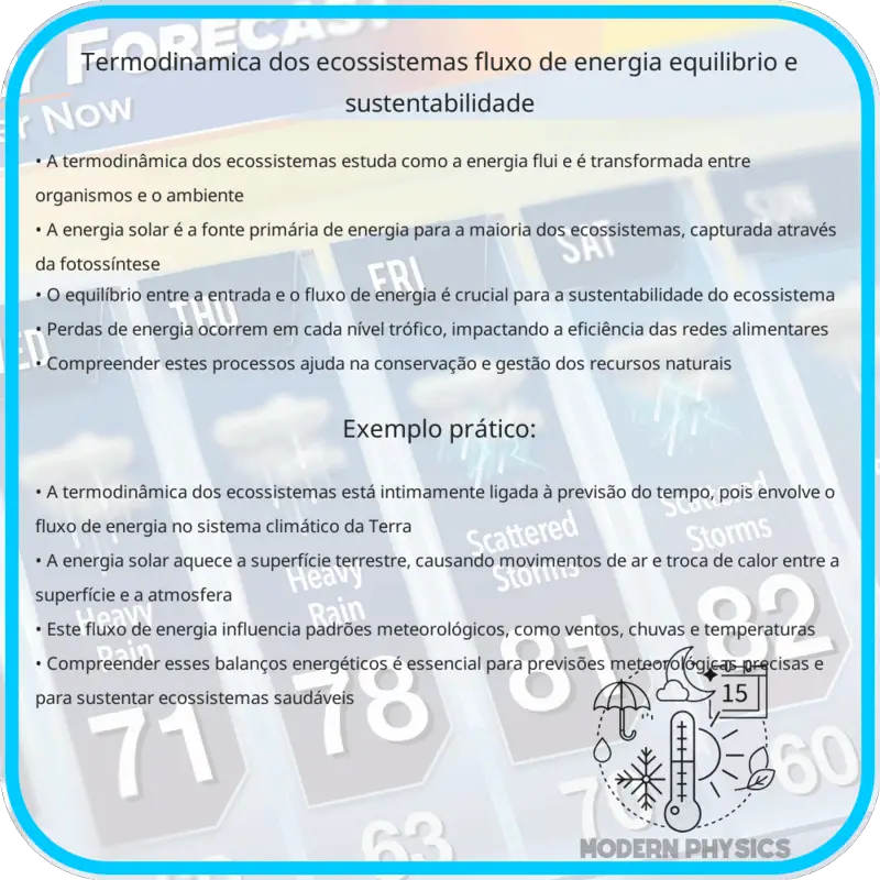 Termodinâmica dos Ecossistemas | Fluxo de Energia, Equilíbrio e Sustentabilidade