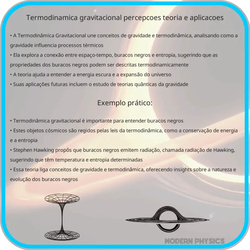 Termodinâmica Gravitacional | Percepções, Teoria e Aplicações