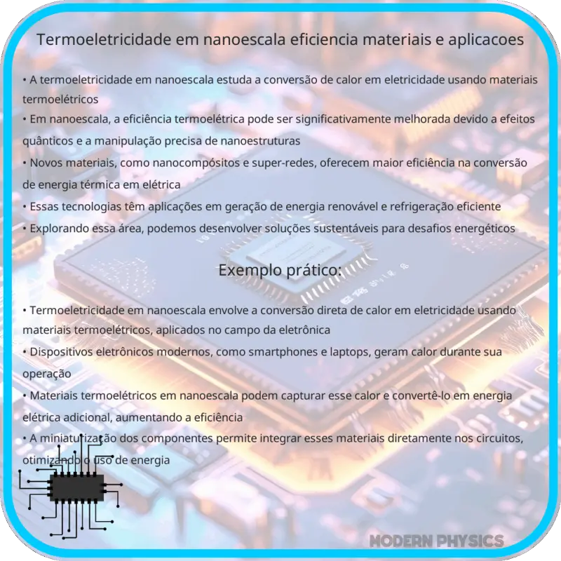 Termoeletricidade em Nanoescala: Eficiência, Materiais e Aplicações