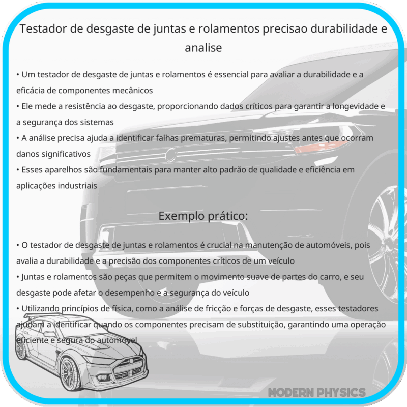Testador de Desgaste de Juntas e Rolamentos | Precisão, Durabilidade e Análise