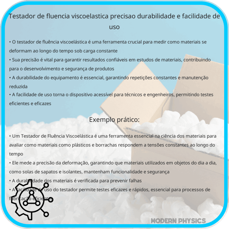 Testador de Fluência Viscoelástica | Precisão, Durabilidade e Facilidade de Uso