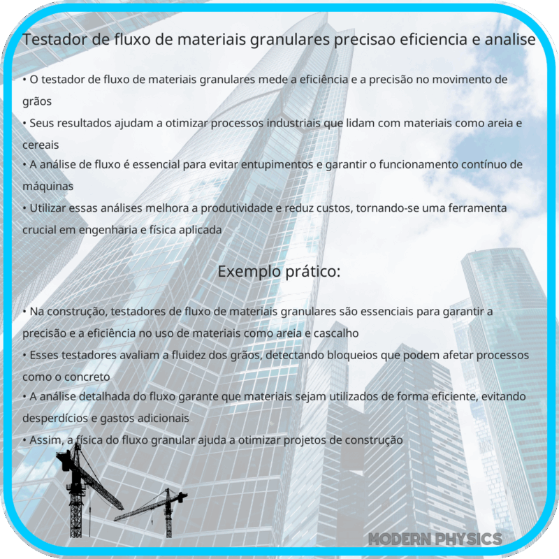 Testador de Fluxo de Materiais Granulares | Precisão, Eficiência e Análise