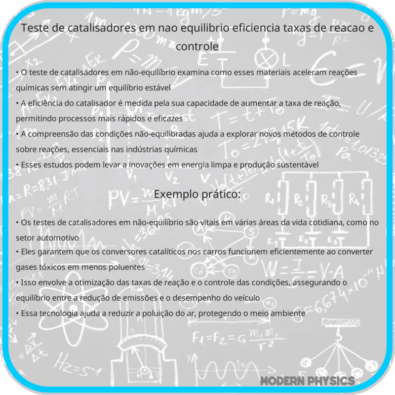 Teste de Catalisadores em Não-Equilíbrio: Eficiência, Taxas de Reação e Controle
