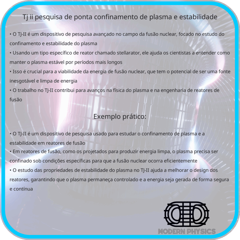 TJ-II | Pesquisa de Ponta, Confinamento de Plasma e Estabilidade