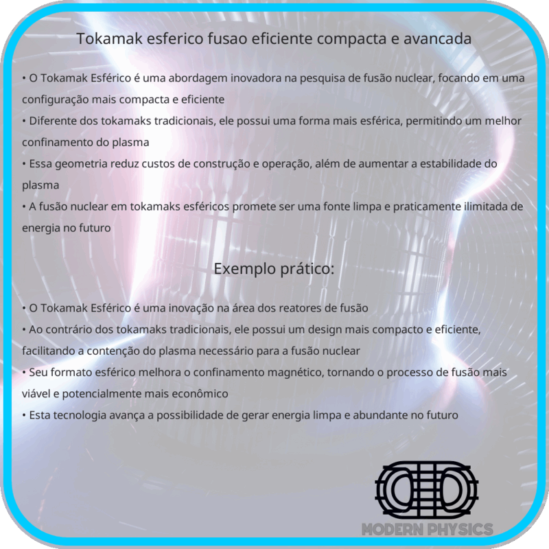 Tokamak Esférico | Fusão Eficiente, Compacta e Avançada