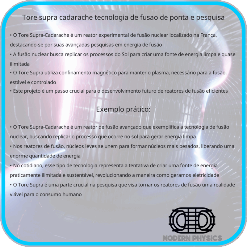 Tore Supra-Cadarache | Tecnologia de Fusão de Ponta e Pesquisa
