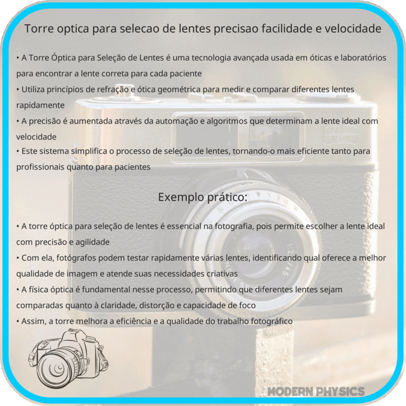 Torre Óptica para Seleção de Lentes | Precisão, Facilidade e Velocidade