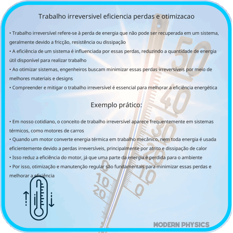Trabalho Irreversível | Eficiência, Perdas e Otimização