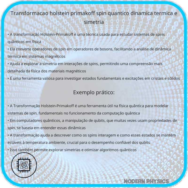 Transformação Holstein-Primakoff: Spin Quântico, Dinâmica Térmica e Simetria