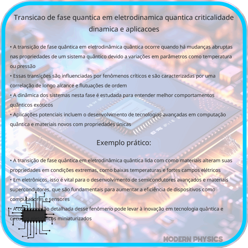 Transição de Fase Quântica em Eletrodinâmica Quântica | Criticalidade, Dinâmica e Aplicações