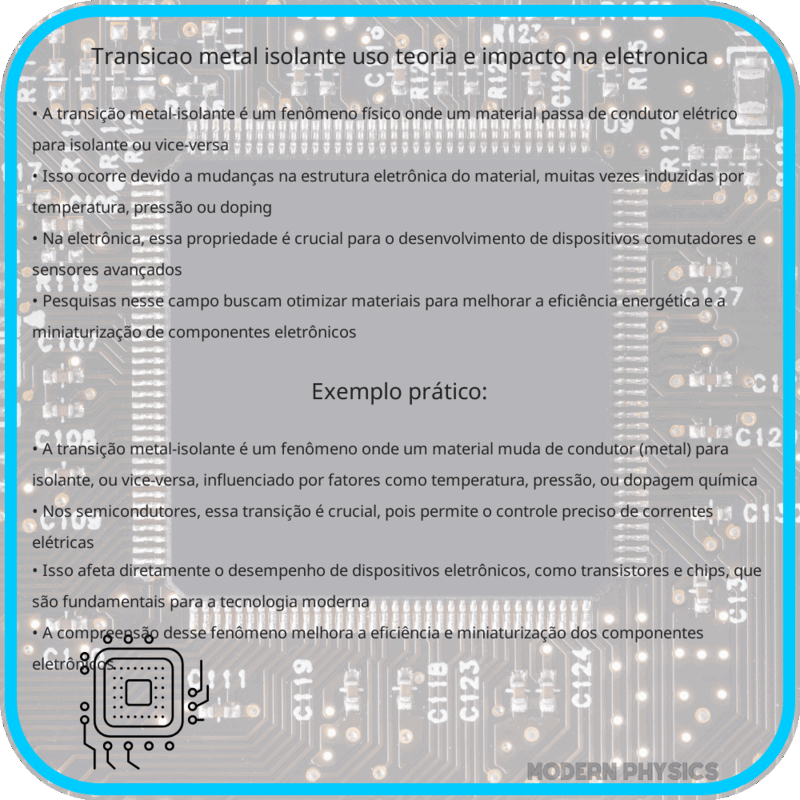 Transição Metal-Isolante | Uso, Teoria e Impacto na Eletrônica