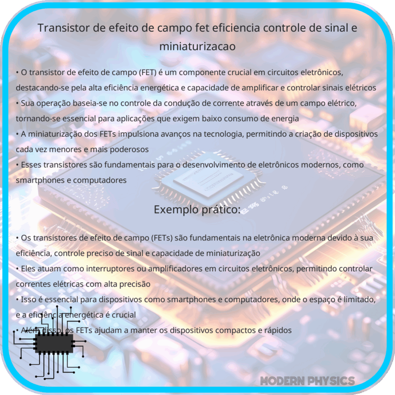 Transistor de Efeito de Campo - FET | Eficiência, Controle de Sinal e Miniaturização