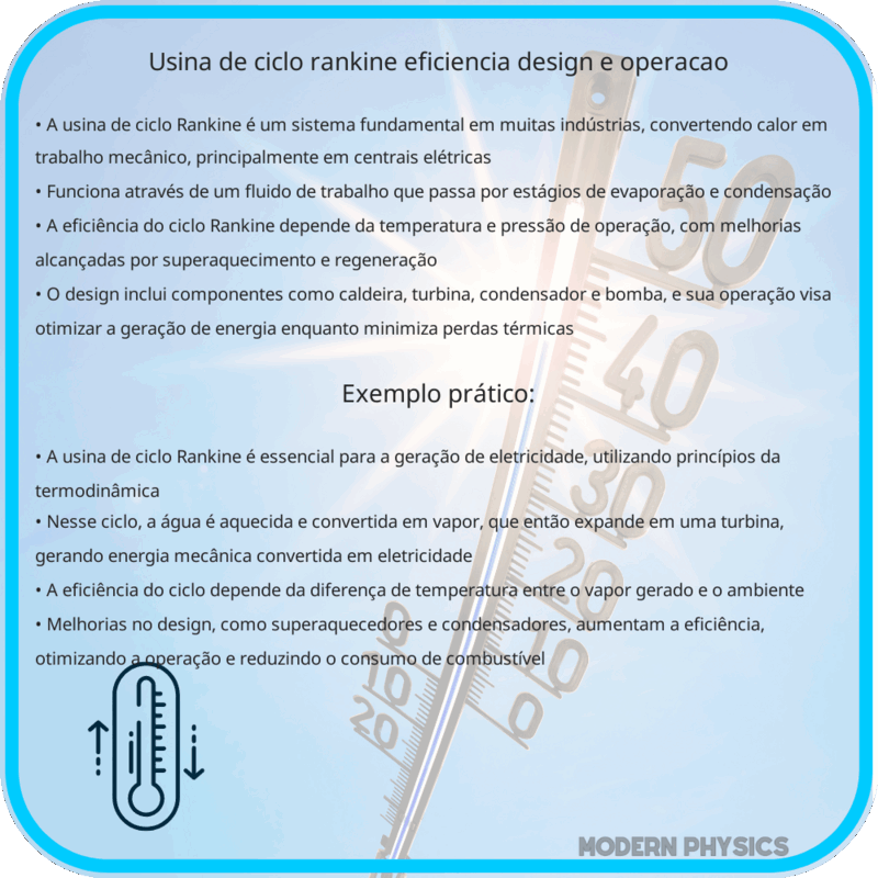 Usina de Ciclo Rankine | Eficiência, Design e Operação
