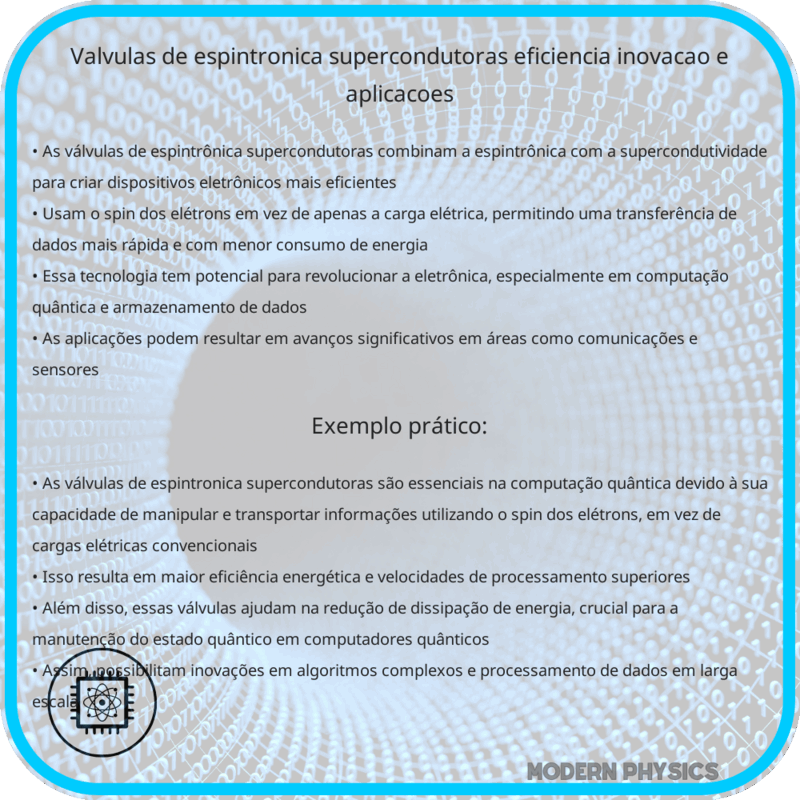 Válvulas de Espintronica Supercondutoras | Eficiência, Inovação e Aplicações