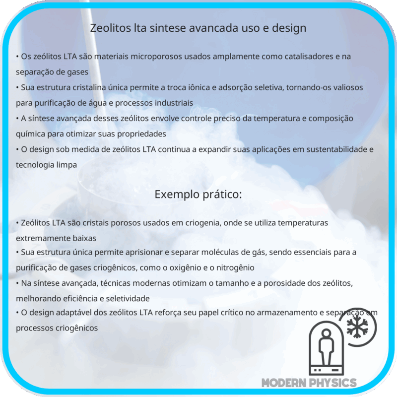 Zeólitos LTA | Síntese Avançada, Uso e Design